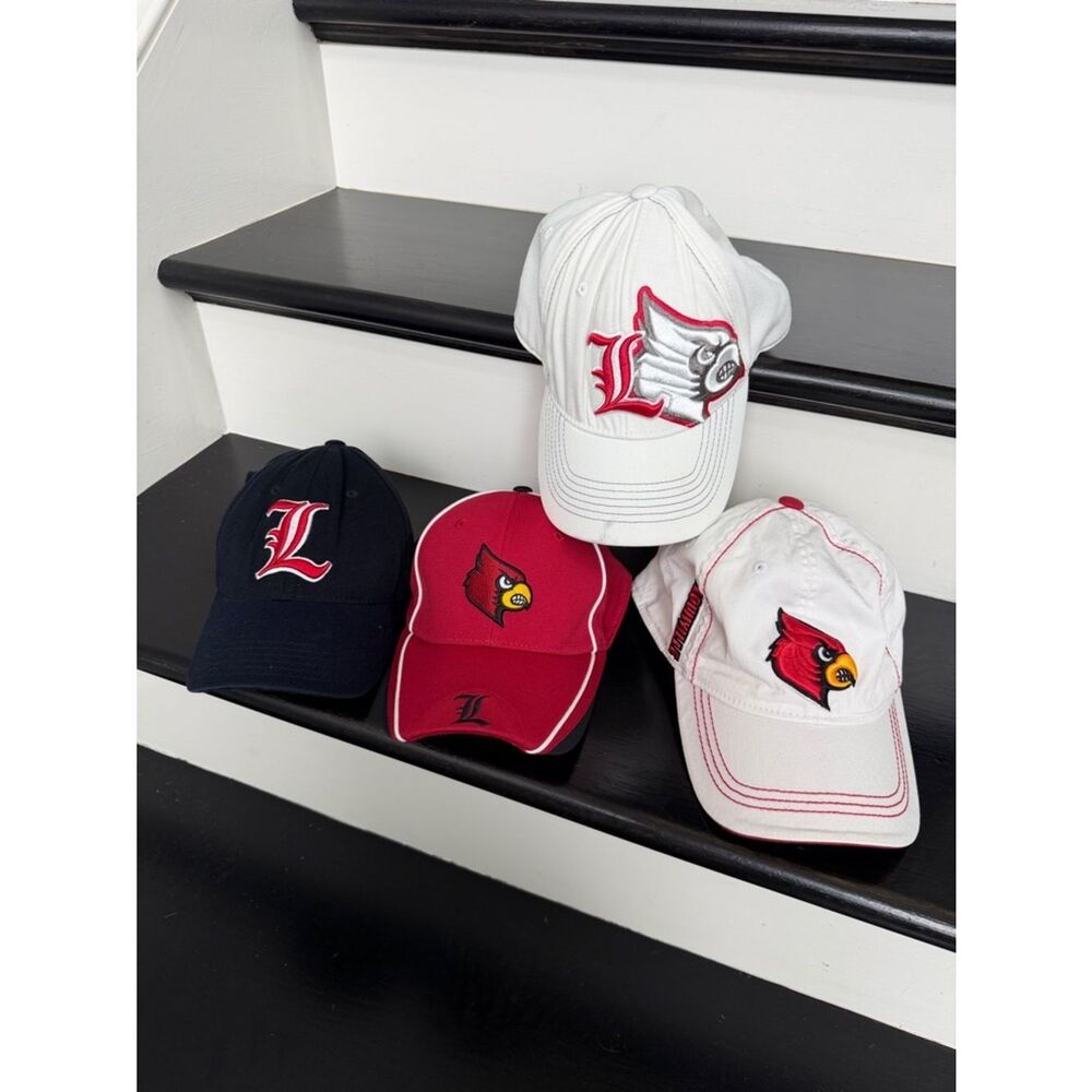 University of Louisville Cardinals hat bundle 4 baseball caps Adidas NCAA lot